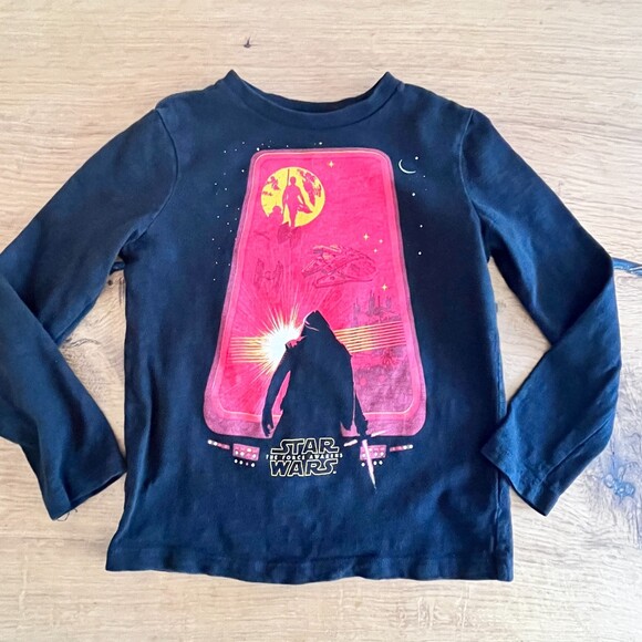 Star Wars x Gap Kids Black Long Sleeve T-Shirt The Force Awakens Small - Picture 1 of 7